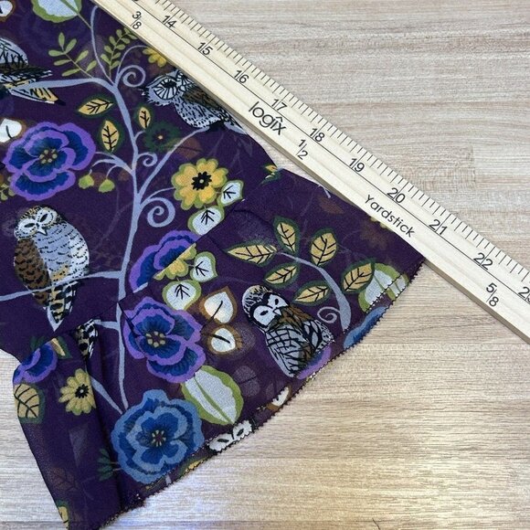 Kensie Tunic Dress Sheer Womens Fall Dress Halloween Dress Owls Plum Floral Sz L - Picture 8 of 13